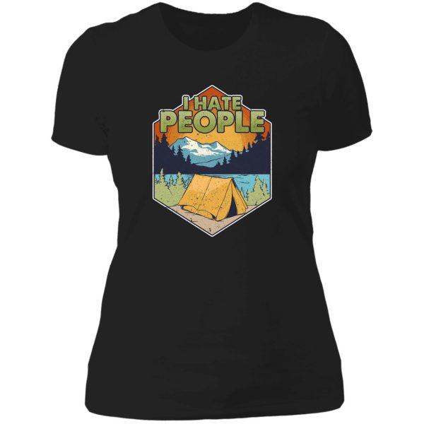 cute & funny i hate people camping in nature pun lady t-shirt