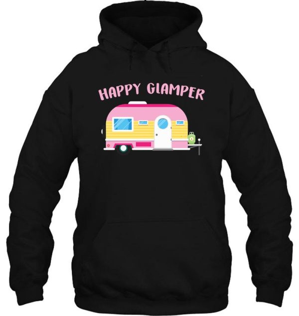 cute happy glamper womens camping design hoodie