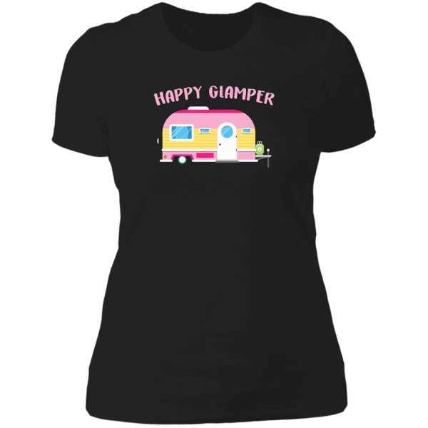 cute happy glamper womens camping design lady t-shirt