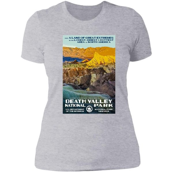death valley national park service vintage travel decal lady t-shirt