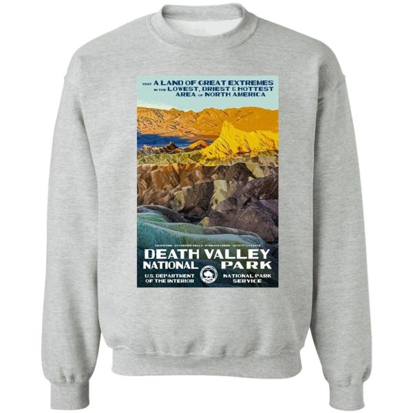 death valley national park service vintage travel decal sweatshirt