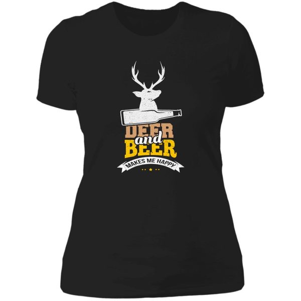 deer and beer make me happy lady t-shirt