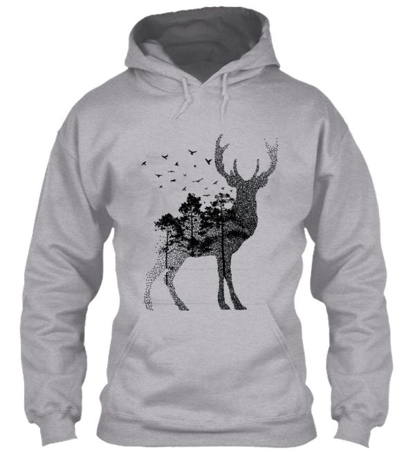 deer and forest illustration hoodie