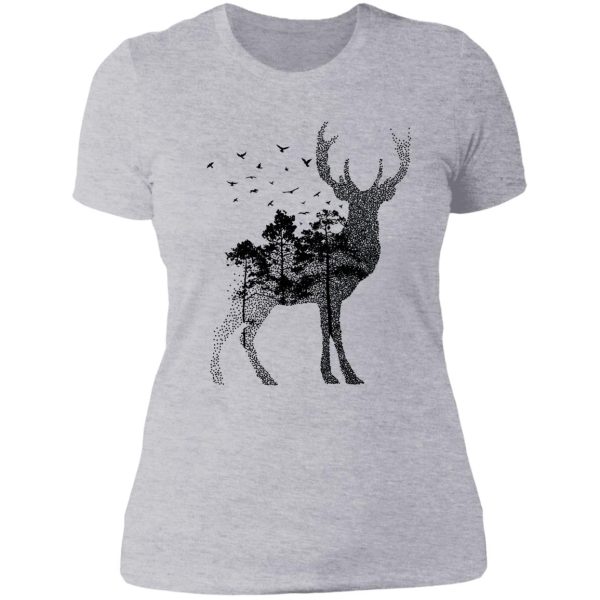 deer and forest illustration lady t-shirt