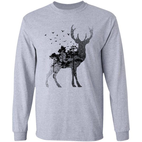 deer and forest illustration long sleeve