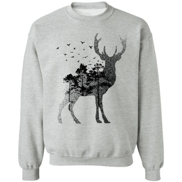 deer and forest illustration sweatshirt
