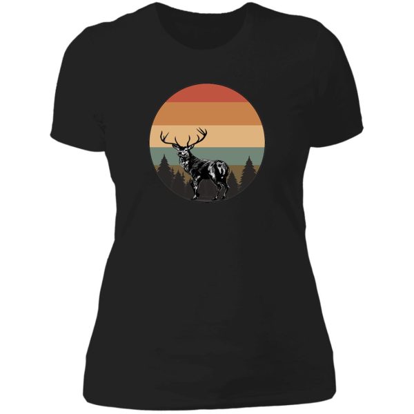 deer animal vintage sunset lady t-shirt