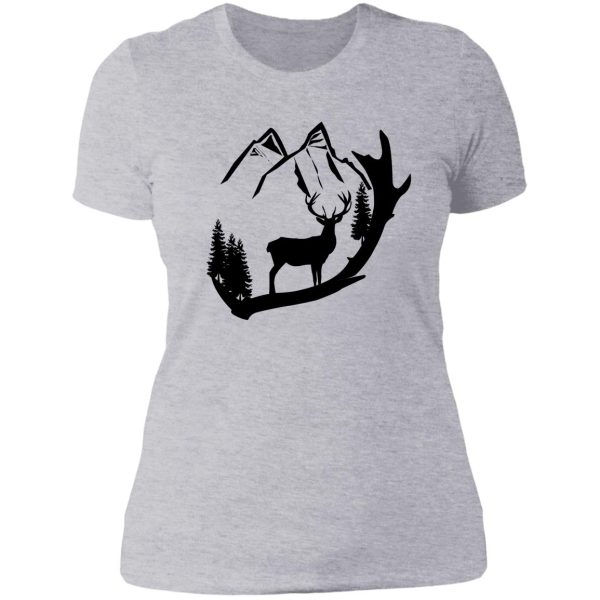 deer antler mountain scene wildlife lady t-shirt