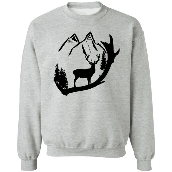 deer antler mountain scene wildlife sweatshirt