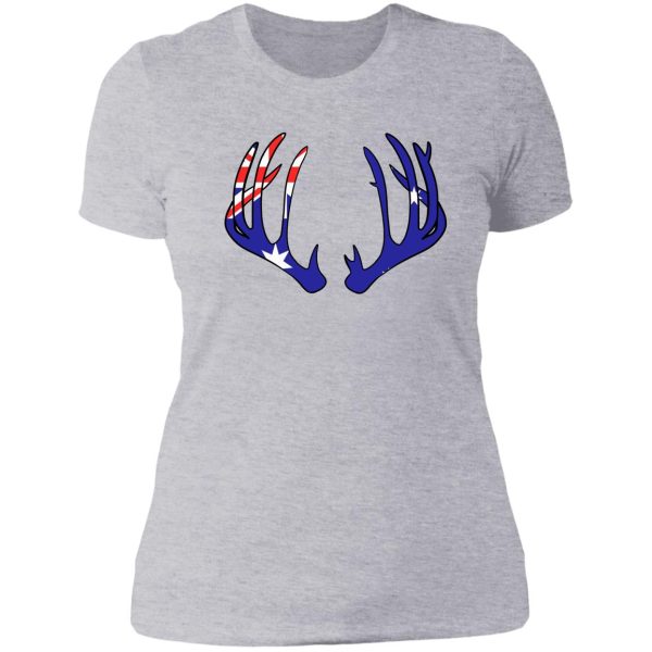 deer antlers australia flag hunting hunter lady t-shirt