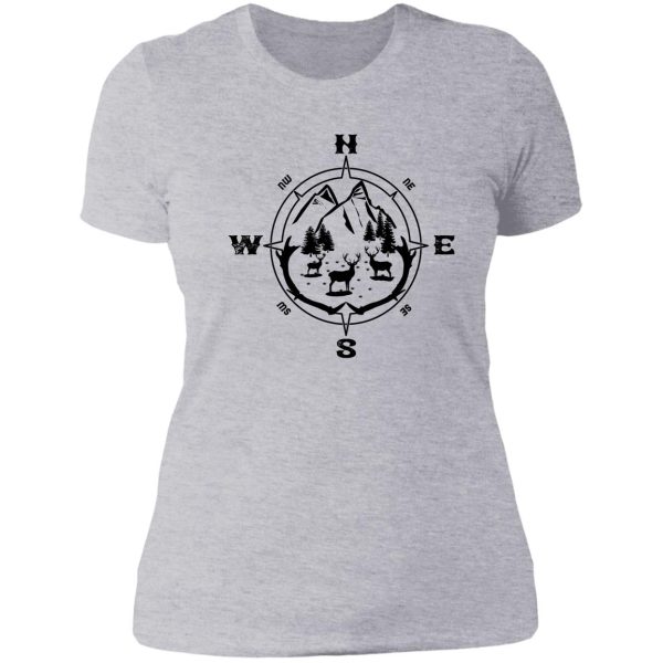 deer herd in compass nature wildlife lady t-shirt