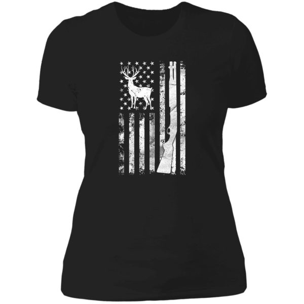 deer hunting american flag design for hunters hunting gifts whitetail deer hunting hunting gear for men & women lady t-shirt