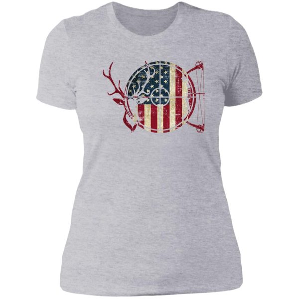 deer hunting american flag lady t-shirt