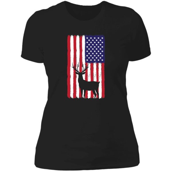 deer hunting american flag lady t-shirt