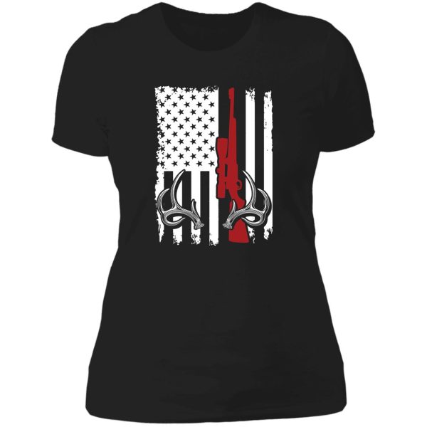 deer hunting american flag lady t-shirt