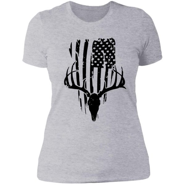 deer hunting american flag patriotic hunter gift lady t-shirt