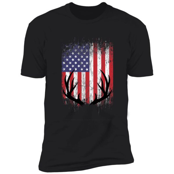 deer hunting american flag whitetail buck antlers shirt