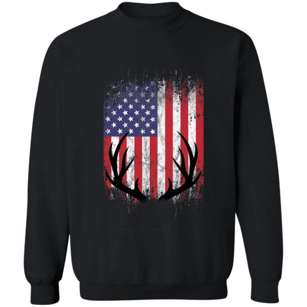 deer hunting american flag whitetail buck antlers sweatshirt