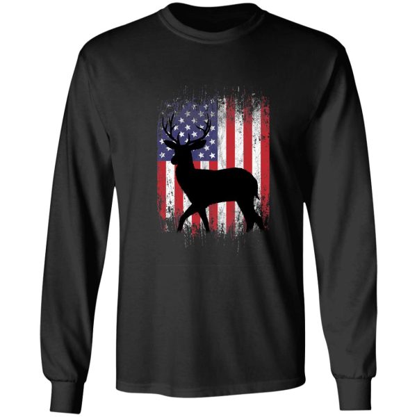 deer hunting american flag whitetail buck silhouette long sleeve