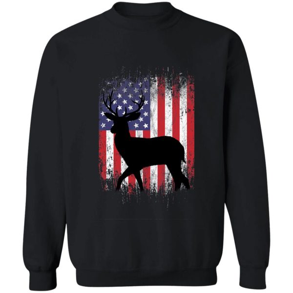 deer hunting american flag whitetail buck silhouette sweatshirt