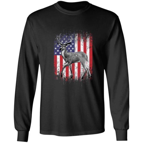 deer hunting american flag whitetail buck sketch long sleeve