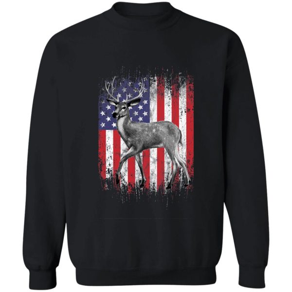 deer hunting american flag whitetail buck sketch sweatshirt