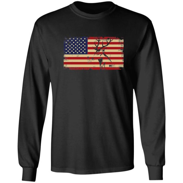 deer hunting and america flag funny hunting lover gift t-shirt long sleeve