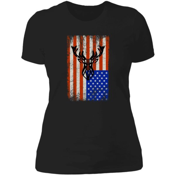 deer hunting and america flag lady t-shirt