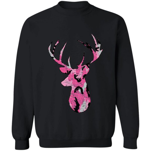 deer hunting buck head pink distressed sweatshirt