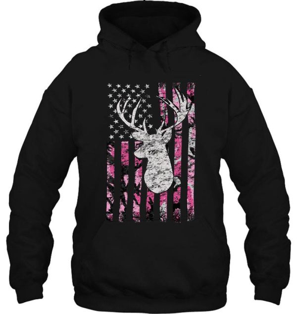 deer hunting buck pink camouflage flag hoodie