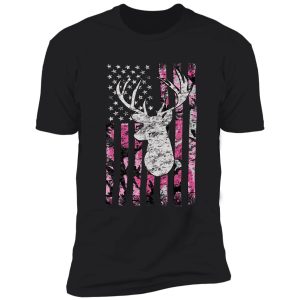 deer hunting buck pink camouflage flag shirt