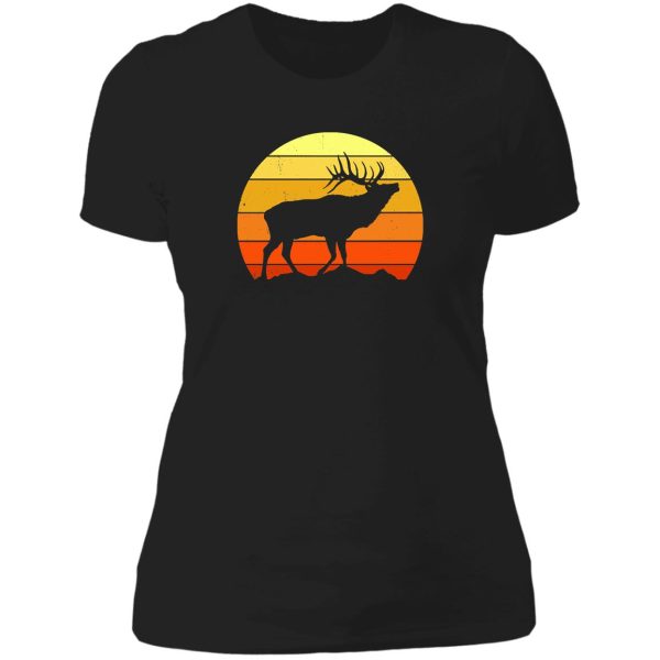 deer hunting retro sunset hunter hunting gift t-shirt lady t-shirt