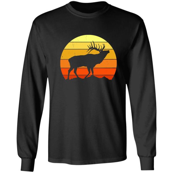 deer hunting retro sunset hunter hunting gift t-shirt long sleeve