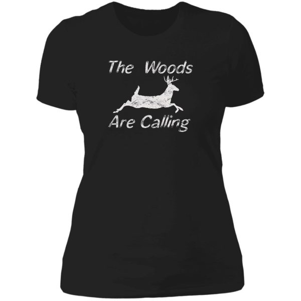 deer hunting running buck calling lady t-shirt