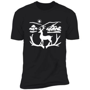 deer in forest nature wildlife tree woodland shirt