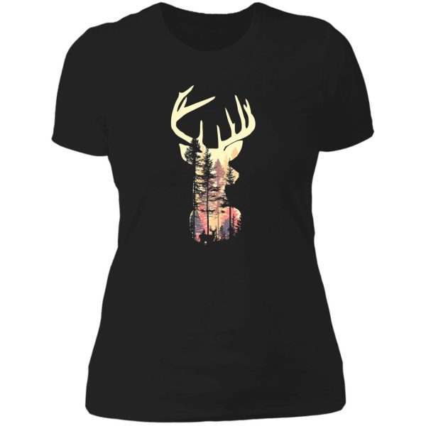 deer in nature autumn lady t-shirt