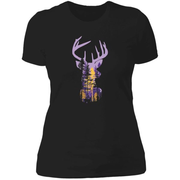deer in nature minnesota vikings colors lady t-shirt