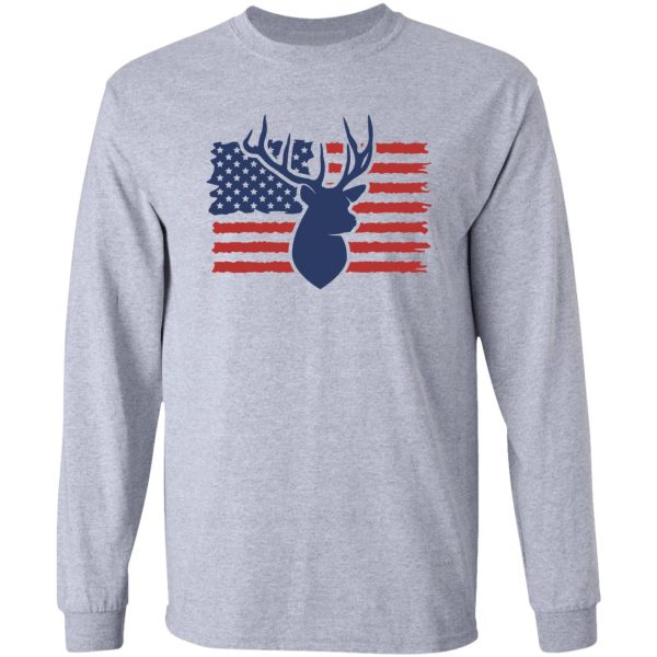 deer on distressed american flag long sleeve