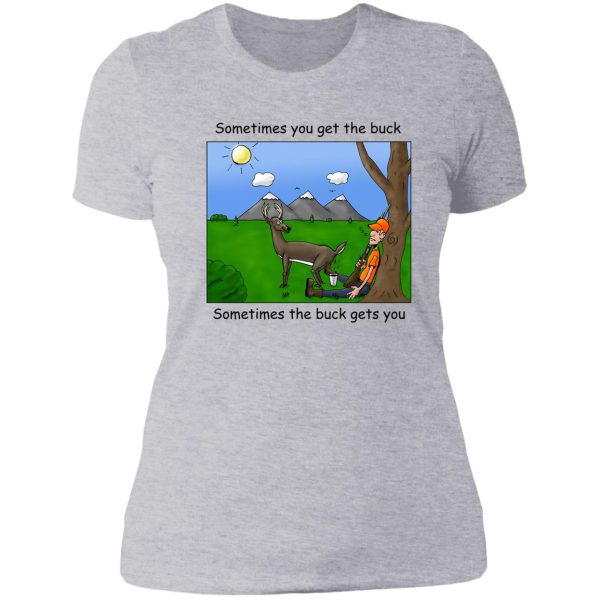 deer pooping in hunters coffee lady t-shirt