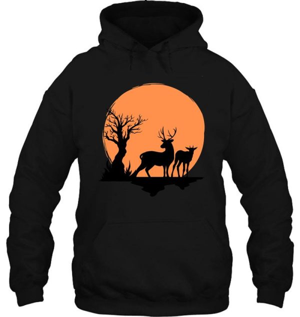 deer silhouettes at sunset hoodie