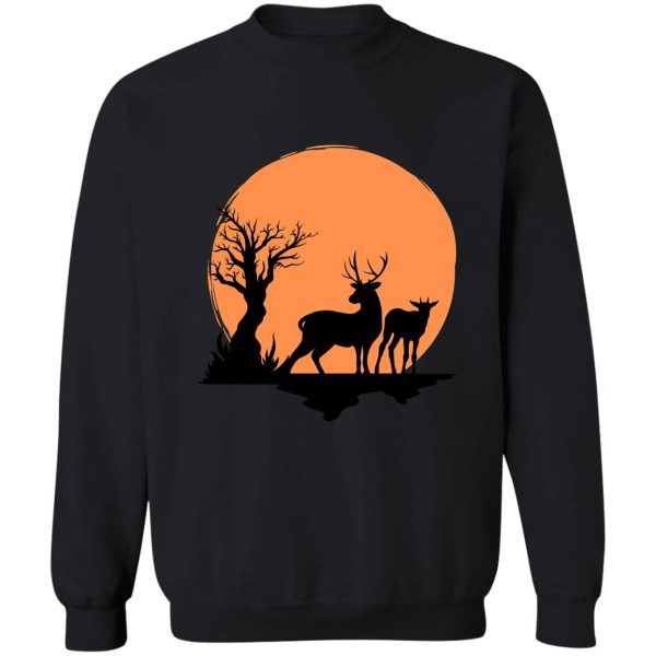 deer silhouettes at sunset sweatshirt