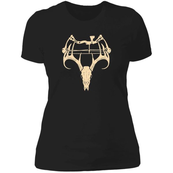 deer skull compound bow retro hunting archery dad archer lady t-shirt