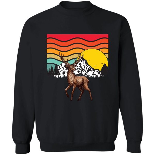 deer with antlers retro sunset sweatshirt