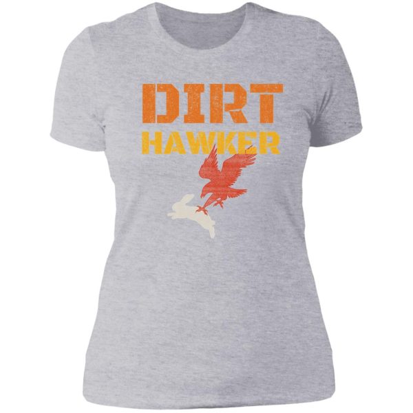 dirt hawker falconry apparel and gifts for falconers and falconry families. dirt hawker t-shirt. lady t-shirt