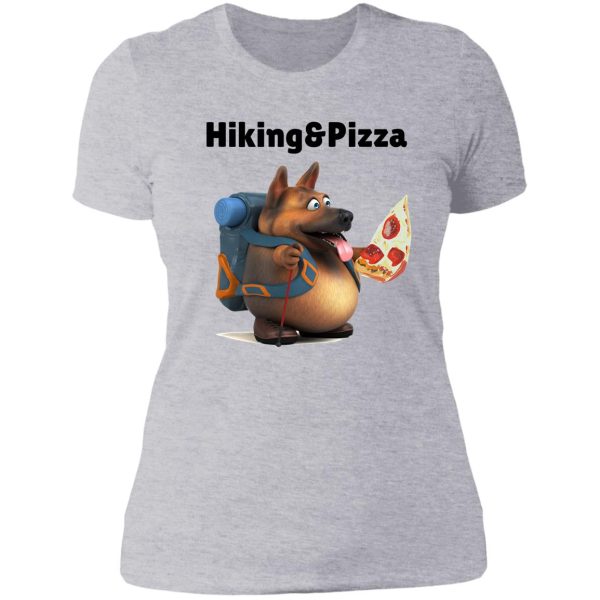 dog loves hiking and loves pizza lady t-shirt