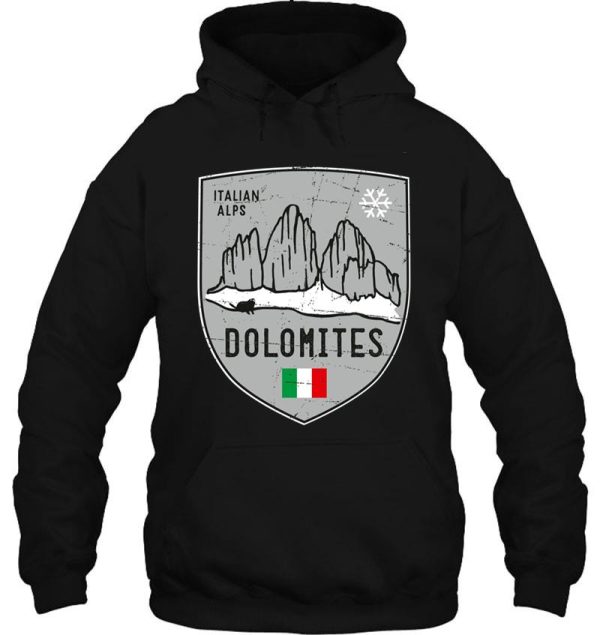 dolomites mountain italy emblem hoodie