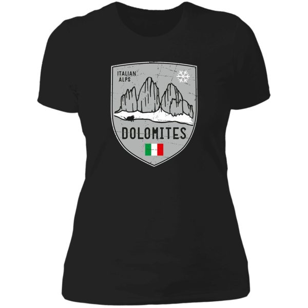 dolomites mountain italy emblem lady t-shirt
