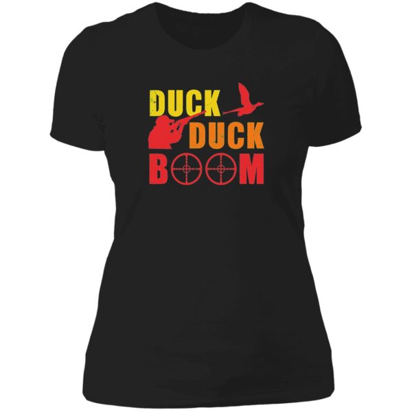 duck duck boom lady t-shirt
