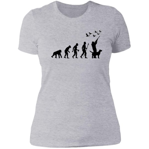 duck hunting evolution of man funny silhouette lady t-shirt