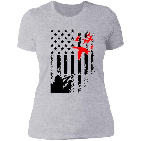 duck hunting usa flag lady t-shirt